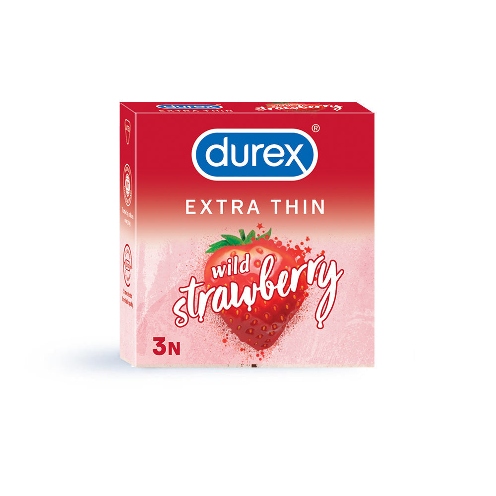 Durex Extra Thin Wild Strawberry Flavoured - 3 Condoms