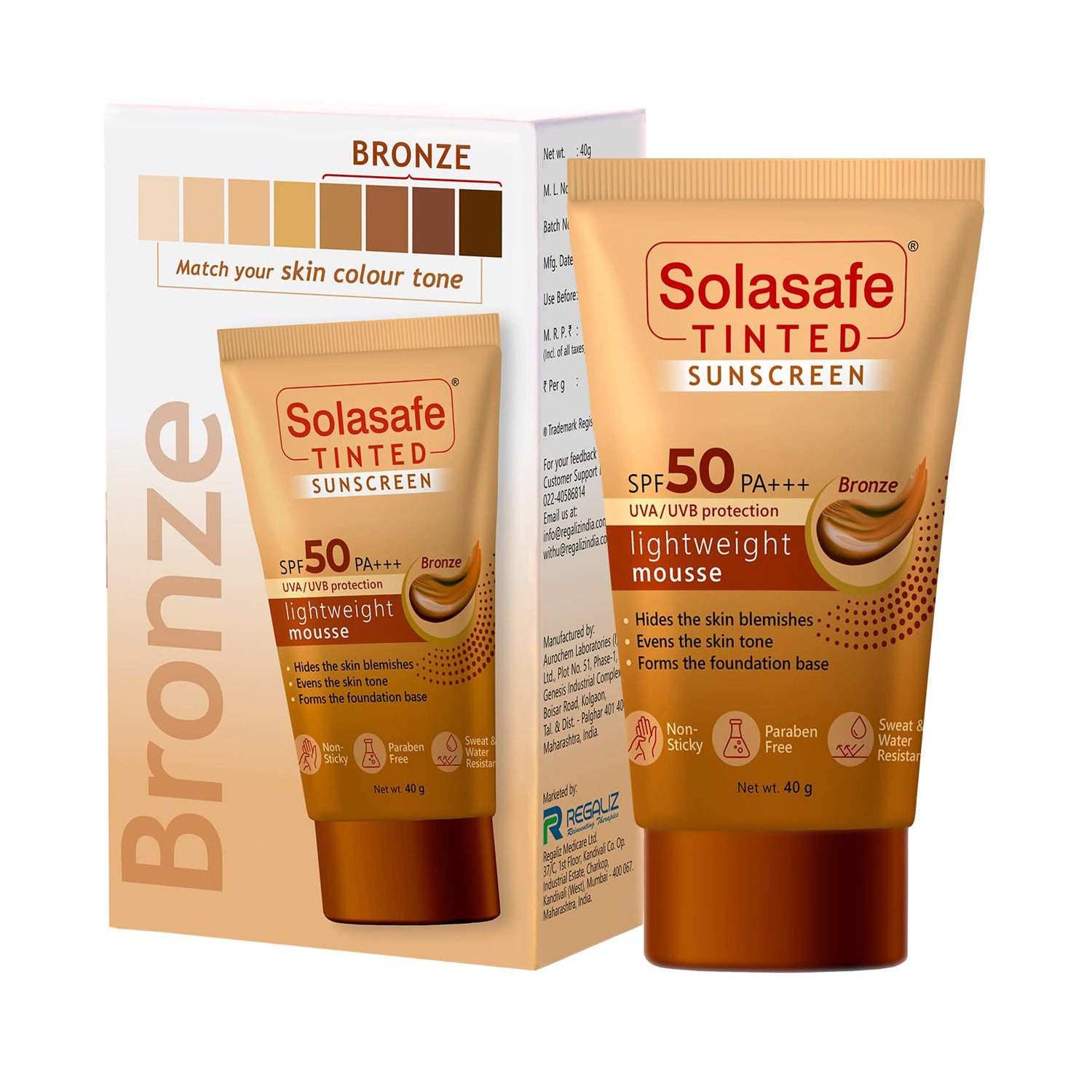 Regaliz Solasafe Tinted Sunscreen SPF 50 Bronze